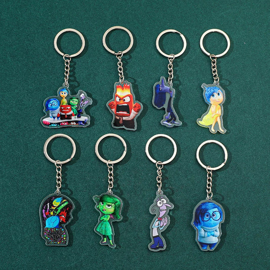 Disney New Movies Inside Out 2 Anime Acrylic Keychain Charms Cute Cartoon Pendent Keyring Strap Fashion Jewelry Accessory Gifts