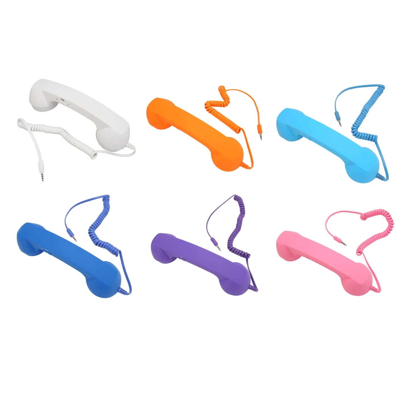 Handheld Phone Receiver Coiled Cord Radiation Proof Cell Phone Handset Clear Sound 3.5mm Plug Adjustable Volume for Smartphone