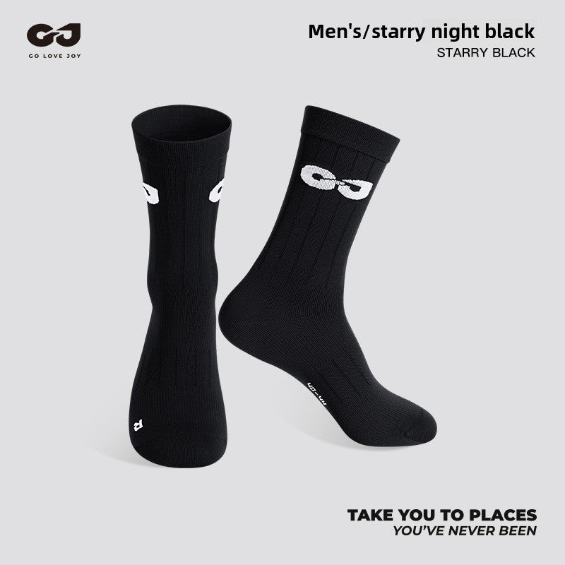 Outdoor Sports Cycling Socks for Men and Women, Breathable, Sweat-Absorbent, Quick-Drying, Odor-Resistant, Lycra, Basketball, Soccer, Running, Mid-Calf Socks