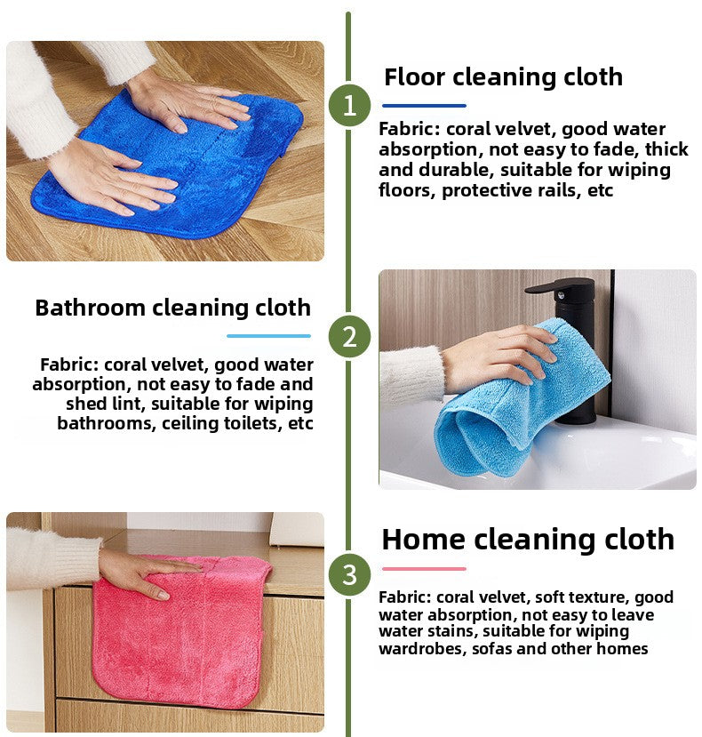 Seven Colors Cleaning Cloth Household Cleaning Absorbent Non-Shedding Thickened Special Towel for Glass Wiping Bamboo Fiber Dishwashing Cloth