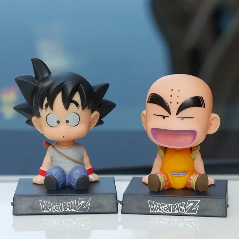 Dragon Ball Z Dolls Phone Holder Anime Figure Son Goku Kuririn Shaking His Head Dolls Car Ornaments Car Accessories Kids Toys