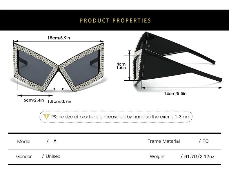 Vintage Super Big Full Crystal Cat Eye Sunglasses Women New Fashion Rhinestones Shiny Sun Glasses Ladies Oversized Bow Shades