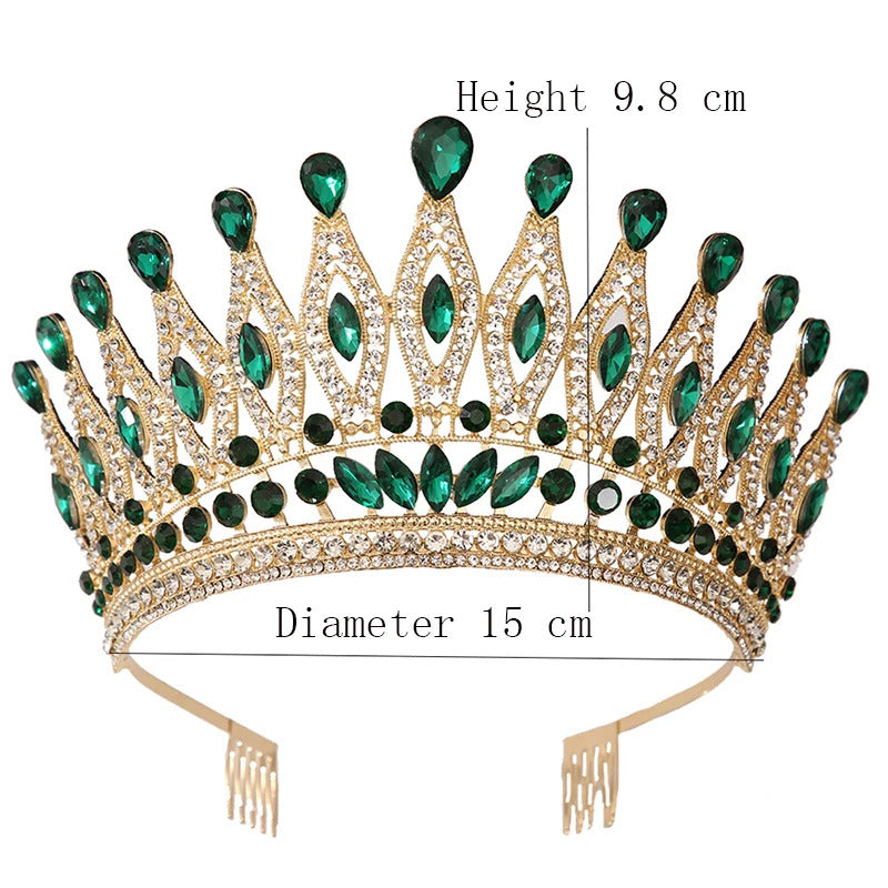 Royal Queen Purple Crown Big Diadem Bride Tiara Crowns for Women Bridal Wedding Party Combs Crown Hair Dress Jewelry Accessori