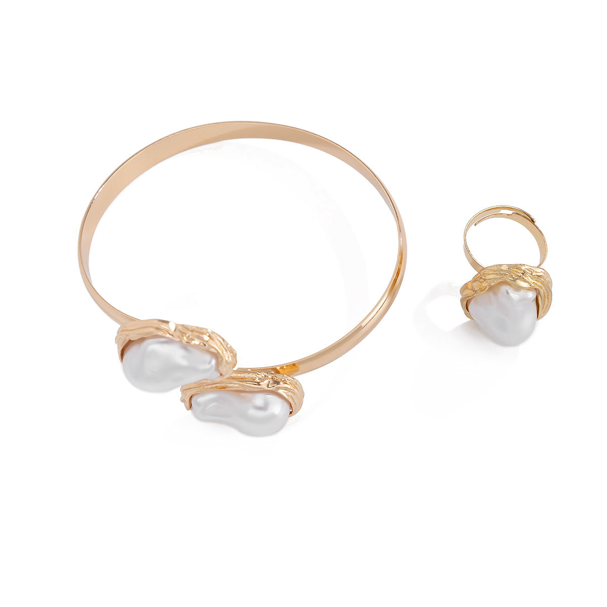 European and American Cross-Border Jewelry French Baroque Irregular Pearl Necklace Vintage Niche Alloy Clavicle Chain Set