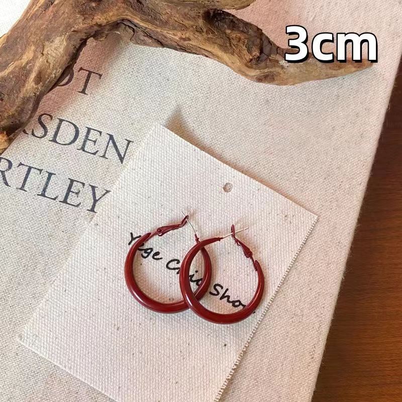 Vintage Ankora wine red Earrings Elegant High-end Atmospheric Earrings Women's S925 Silver Pin All-match Earrings