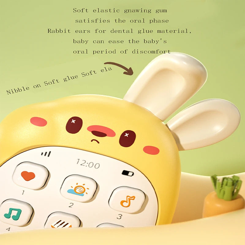 Children's rabbit toys mobile phones baby chewable puzzle multifunctional music phone male and female without battery