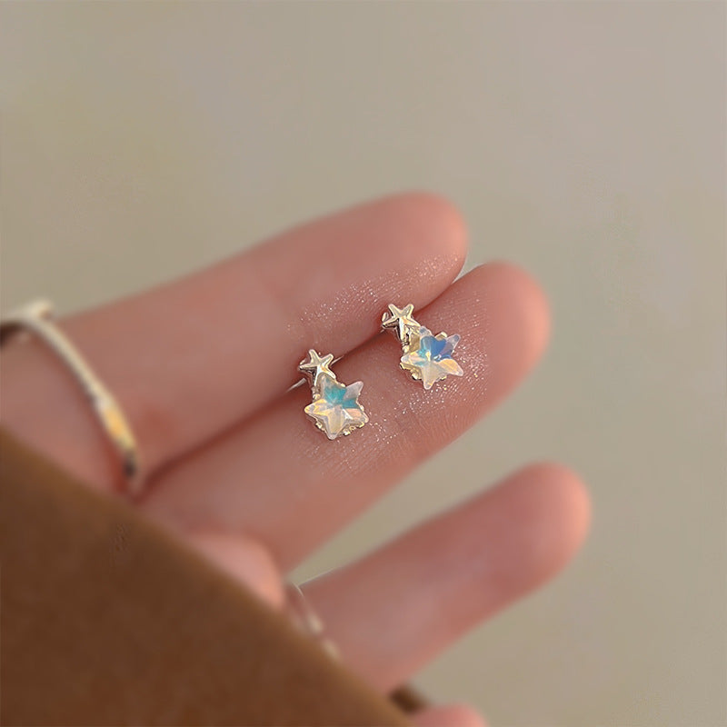 925 Silver Needle Love Butterfly Gravel Fashionable and Versatile Earrings Niche Unique Design Pearl Flower Earrings Earrings