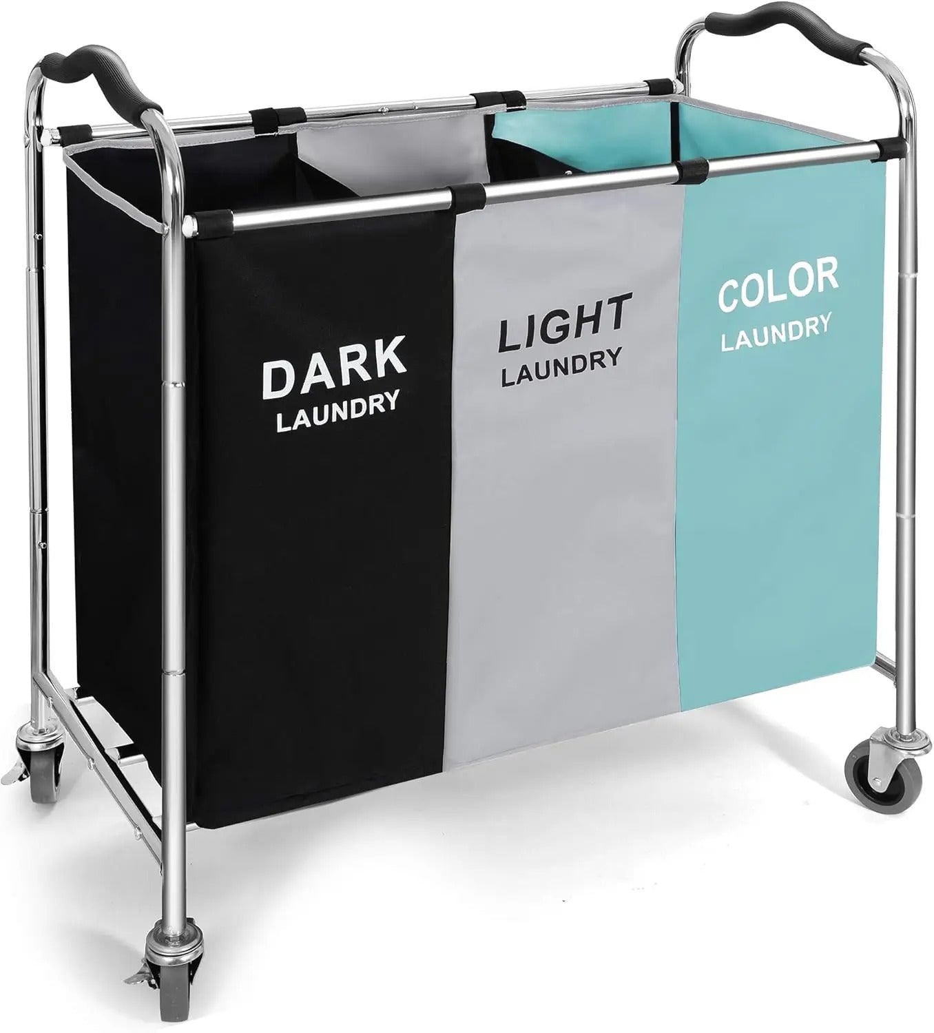 Laundry Basket with Wheels, 240l Laundry Hamper with 3 Section Laundry Bag for Dirty Clothes, Dorm Room Essentials