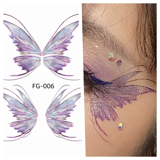 Glitter Gradient Butterfly Wing Tattoo Eye Corner Face Stickers Children's Eye Makeup DIY Stickers Fish Scale Performance Catwalk