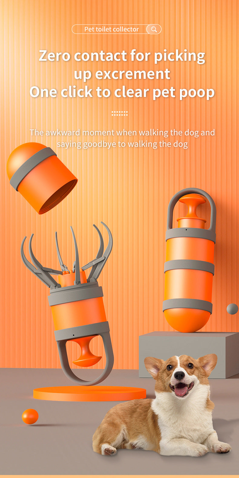 New Cross-Border Amazon Pet Cleaning Supplies Cartoon Pooper Scooper Stool Bag Outdoor Shovel Shit Device Pet Pooper Scooper