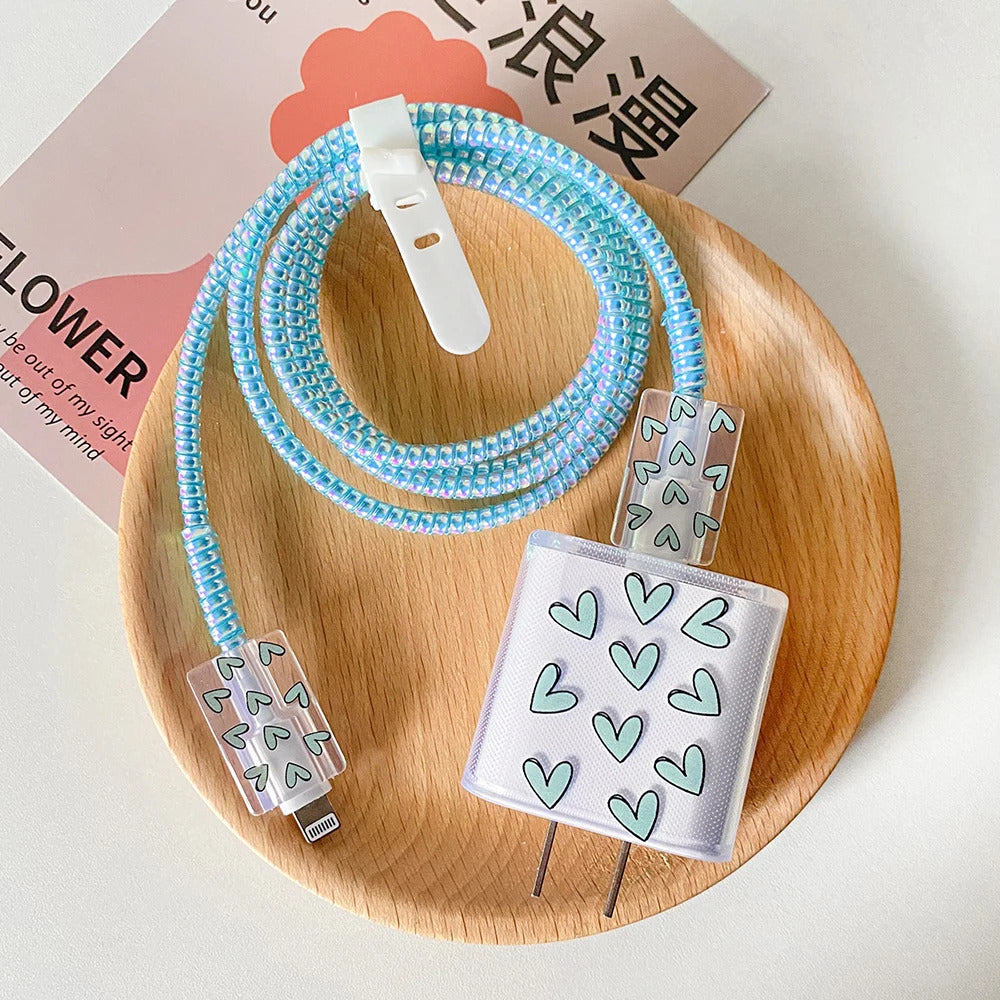 USB Cable Protection For Iphone 15 14 13 12 Cover Smiling Face Style Protective Data Line Spiral Winder 18 20W Charger Protector