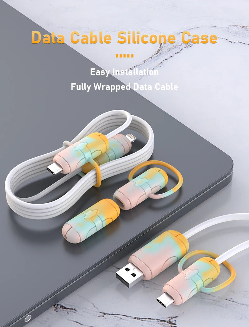 Silicone Cartoon Cable Winder Anti-Break Mobile Phone Charging Cable Strap Protector Carabiner Data Cable Protection Cover