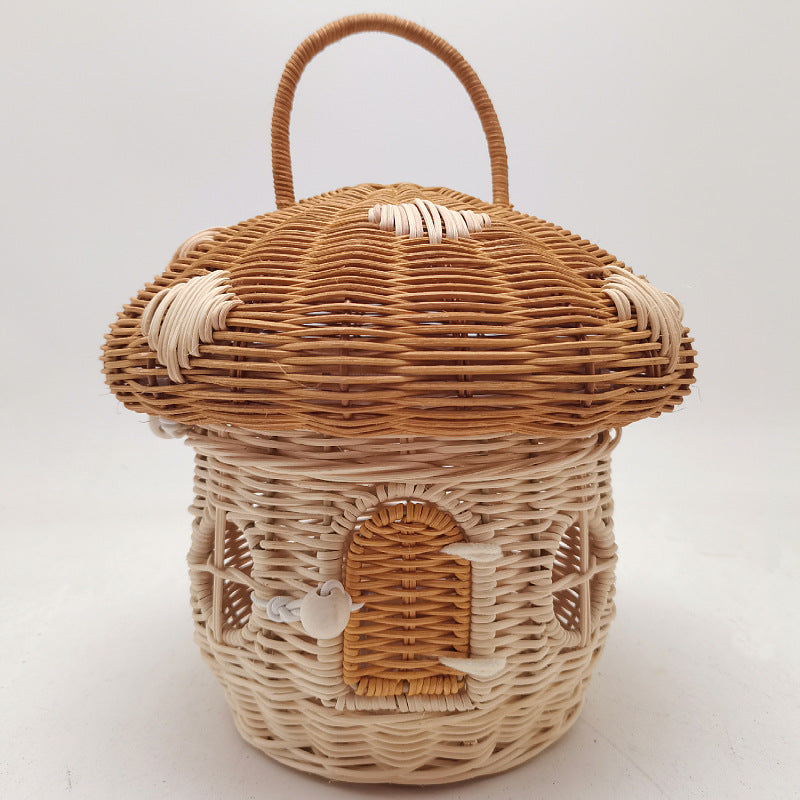 Acorn Handbag Handmade Rattan Mushroom Storage Box Children's Toy Basket Woven Storage Basket Photography Props