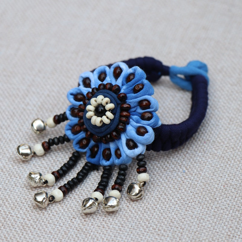 Blue Tie Dye Cloth Bracelet Dali Lijiang Hot Sale Hand-stitched Flower Fabric Bracelet Bracelet