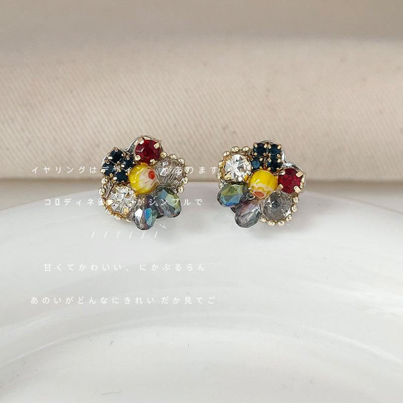 Personality niche! 925 silver plated 14K earrings hand-made design glass crystal earrings factory earrings wholesale