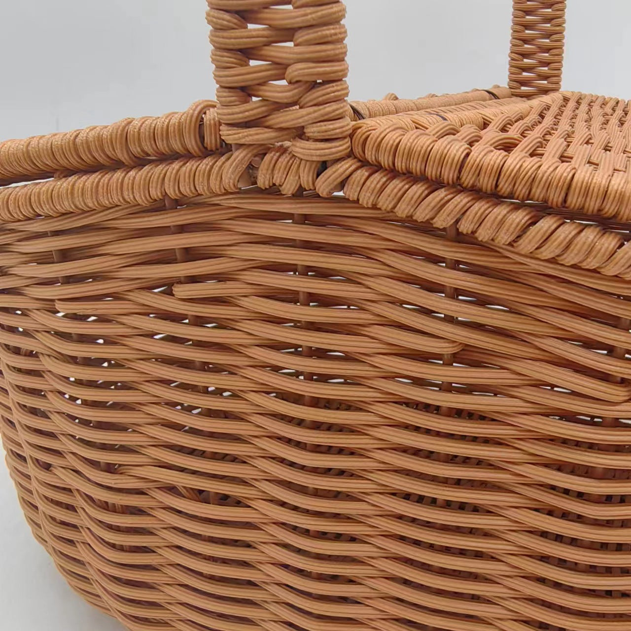 Imitation Rattan Fruit Basket Large Household Storage Basket Picnic Basket Handwoven Egg Basket Grocery Basket