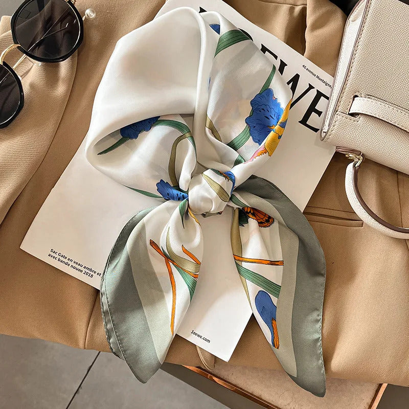 Luxury Design 70*70cm Horse Print Silk Square Scarf Women Soft Satin Hairband Neckerchief Office Hijab Headband Foulard Gift