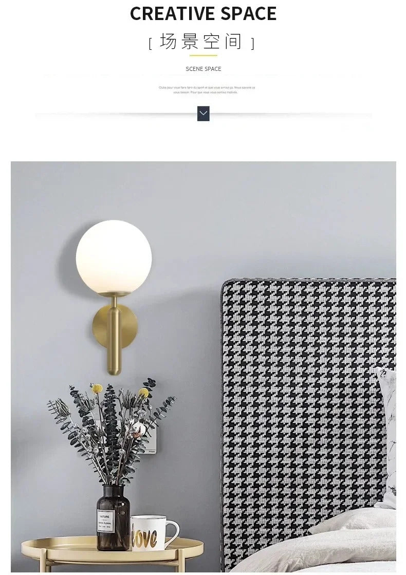 Nordic Style Wall Lamp Living Room Bedroom Bedside Lamp Modern Simple Creative TV Background Wall Corridor Corridor Wall Lamp