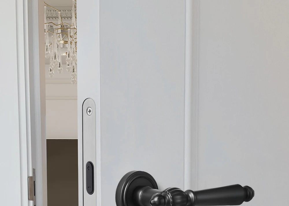 Black French interior bedroom handle lock, household wooden door lock, bathroom and room split lock