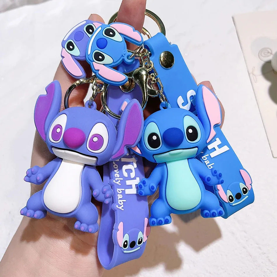 Hot Lilo & Stitch Toys Keychian Anime Stitch Pendant Keychain Sweet Pink Angel Keychians Women Car Keyring Girl Birthday Gift