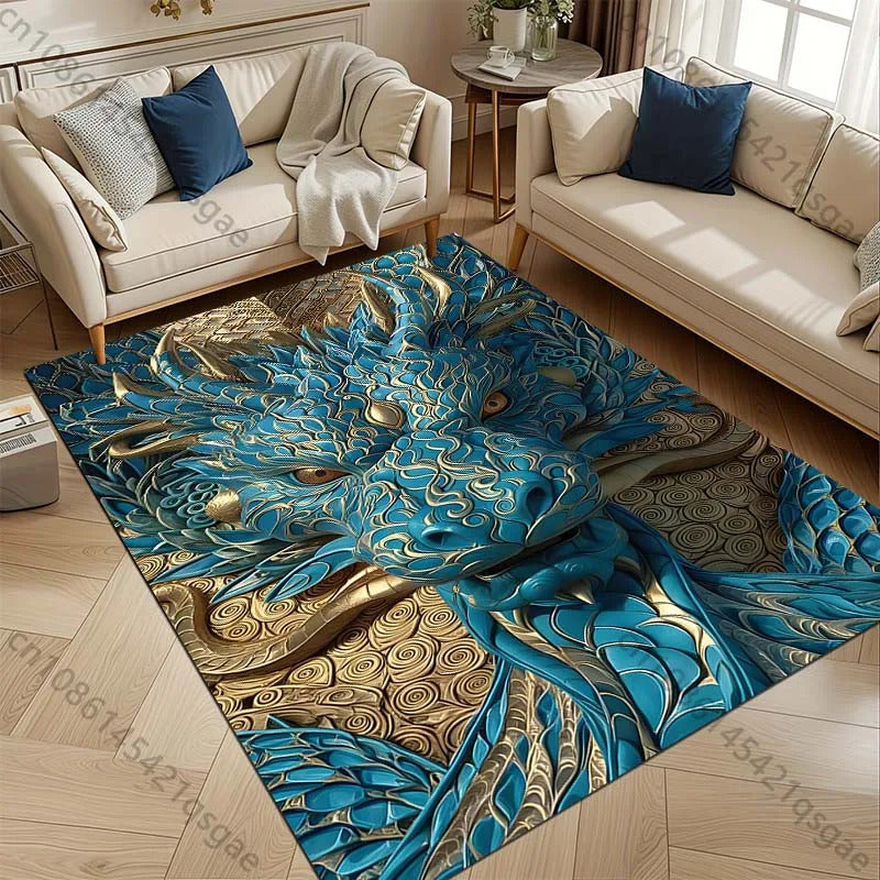 1PC Domineering Oriental Dragon Print Rug Carpets for Bedroom Living Room Sofa Mat Door Mat Dressing Room Rugs for Gifts