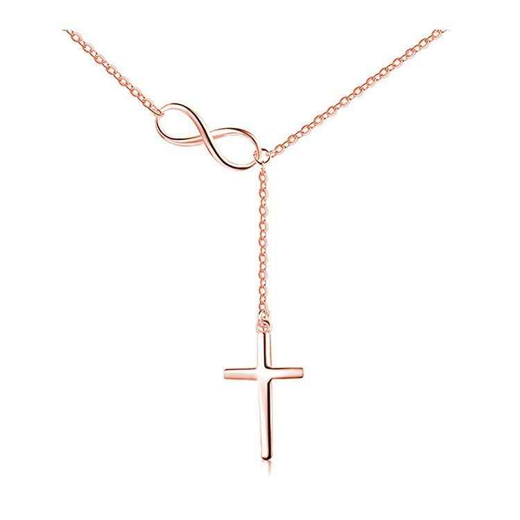 Amazon TK Hot-Selling OT Buckle Square Cross Necklace for Women Copper Plated 14K Gold Paperclip Necklace Yiwu In Stock