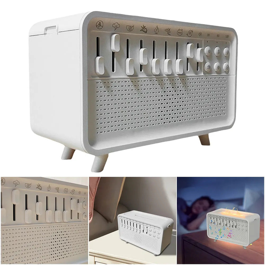 Bluetooth White Noise Machine with Essential Oil Diffuser Humidifier & Night Light 8 Natural Sounds BT Speaker for Sleep Therapy