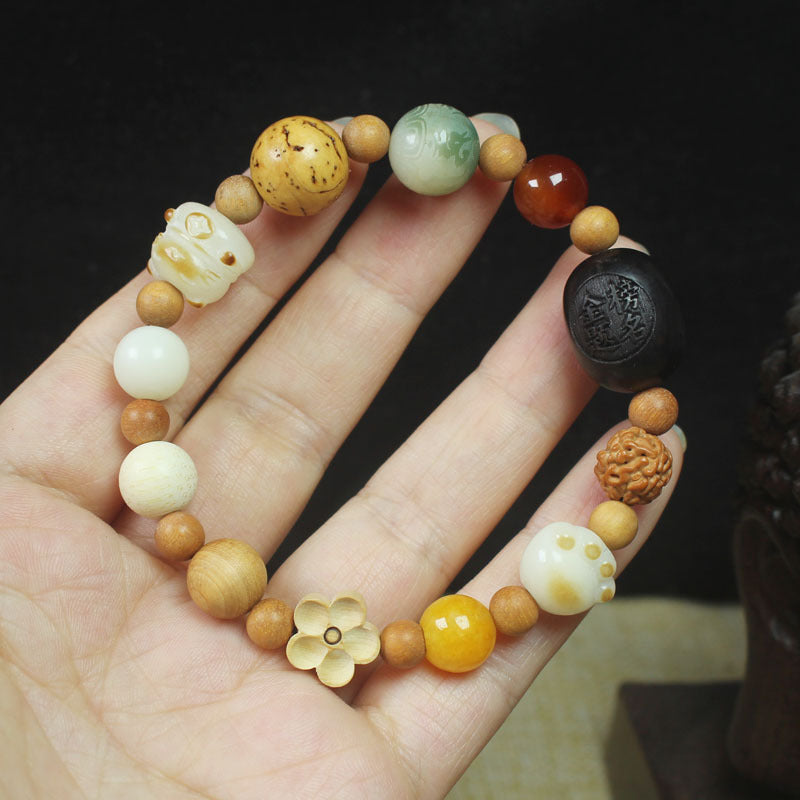 Lingyin New Eighteen Seeds Bodhi Bracelet for Men and Women Couples Bracelet Eighteen Seeds Buddha Beads 18 Seeds Multi-Treasure Bodhi