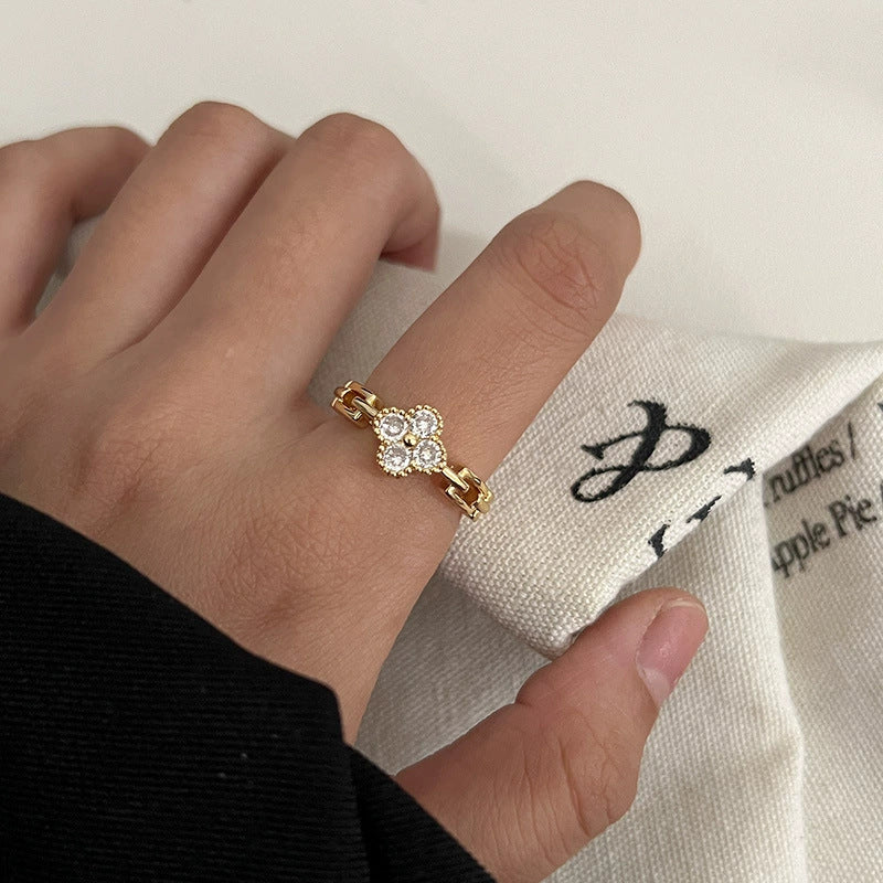 Sand Gold Opening Adjustable Frosted Ring Women's Fashion Sweet Light Luxury Niche Exquisite Ring Ancient Design