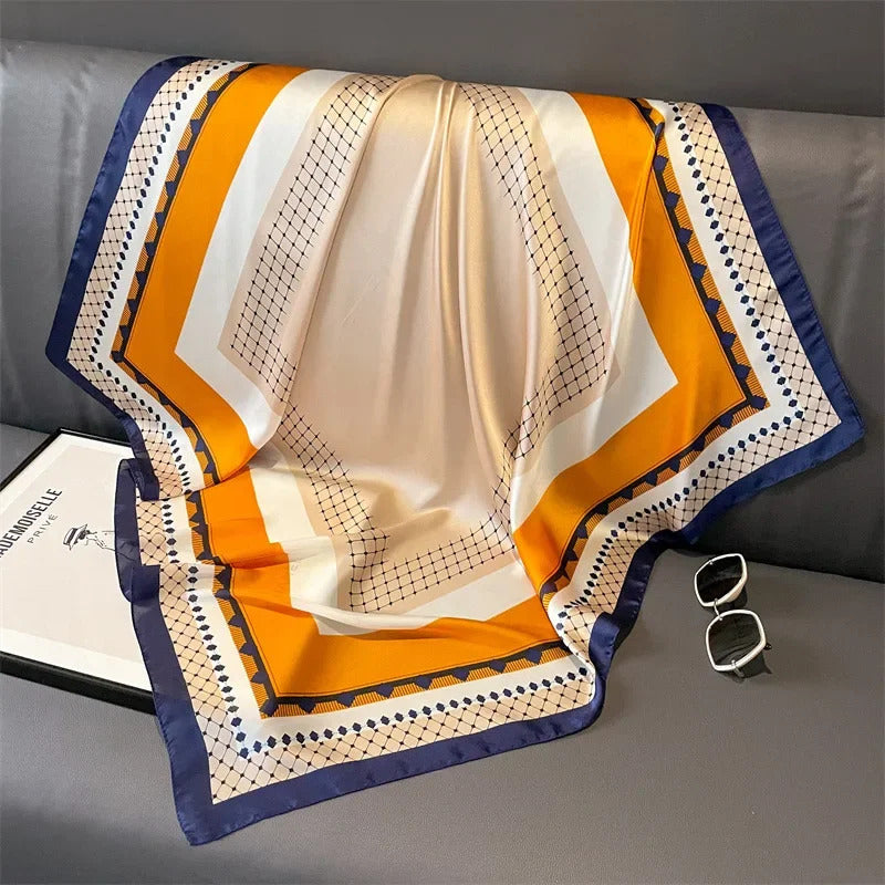 Luxury Design 70*70cm Horse Print Silk Square Scarf Women Soft Satin Hairband Neckerchief Office Hijab Headband Foulard Gift