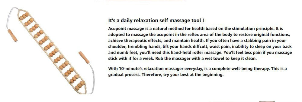 Wood Back Massage Roller Rope, Wood Therapy Cellulite Massage Tools, Self Massage Tools for Neck Leg Back Pain Relief Body Care