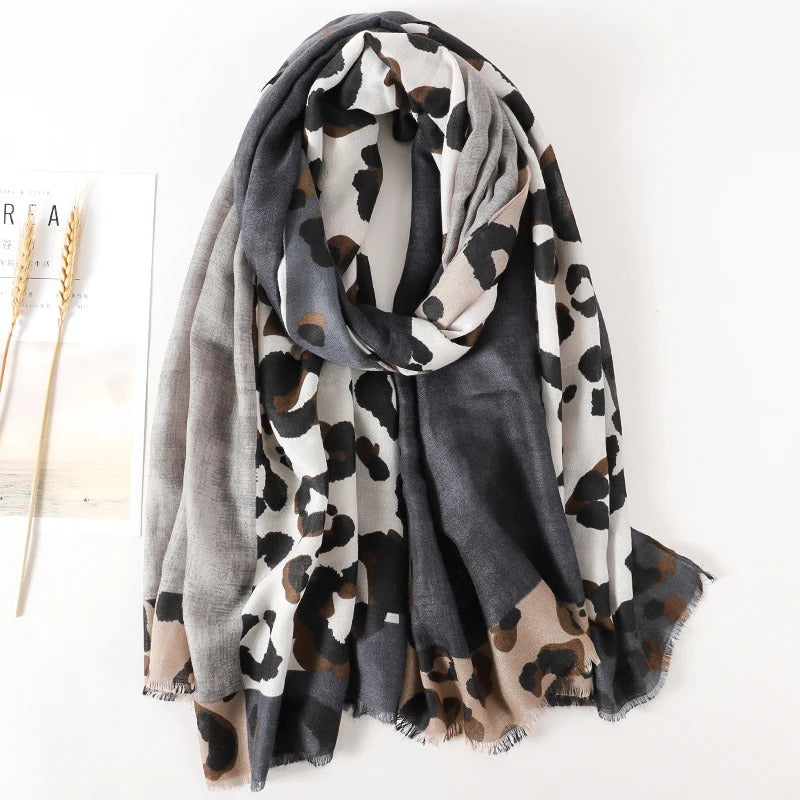2023 spring and summer luxury brown ladies wild leopard scarf female long scarf shawl thin brown fashionable scarf long shawl