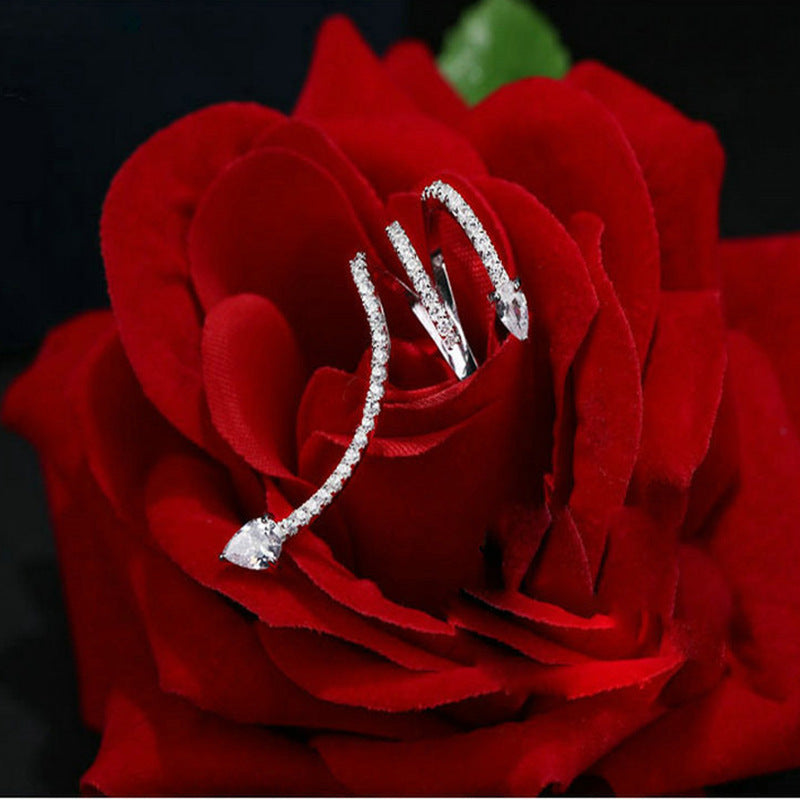 Star Earrings Sterling Silver Needle Personality Temperament Micro-inlaid Zircon Line Snake Earrings Earrings Single