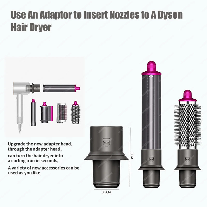 Cyan Hair Dryer Curling Attachment 30/40mm Auto Curling Nozzle For Dyson Supersonic&HS01/05 Airwrap Large Firm Smoothing Brush