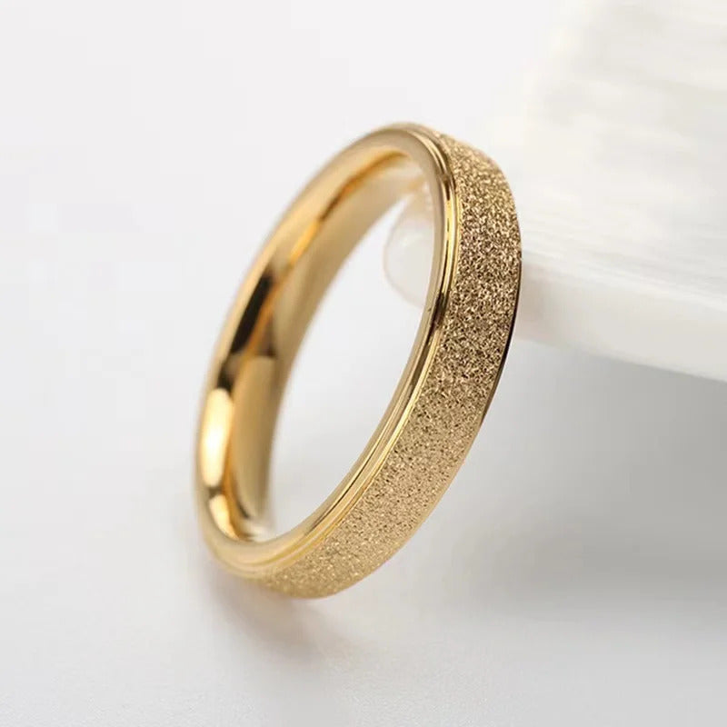 SUNIBI Frosted Stainless Steel Ring for Women Fashion Simple Gold Color Finger Rings Wedding Gifts Girls Jewelry Wholesale