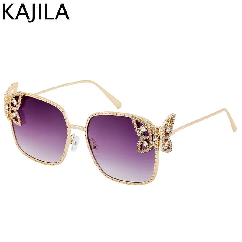 Oversized Square Sunglasses Women Rhinestone Butterfly Frame Sun Glasses 2025 Luxury Brand UV400 Protection Eyewear For Ladies