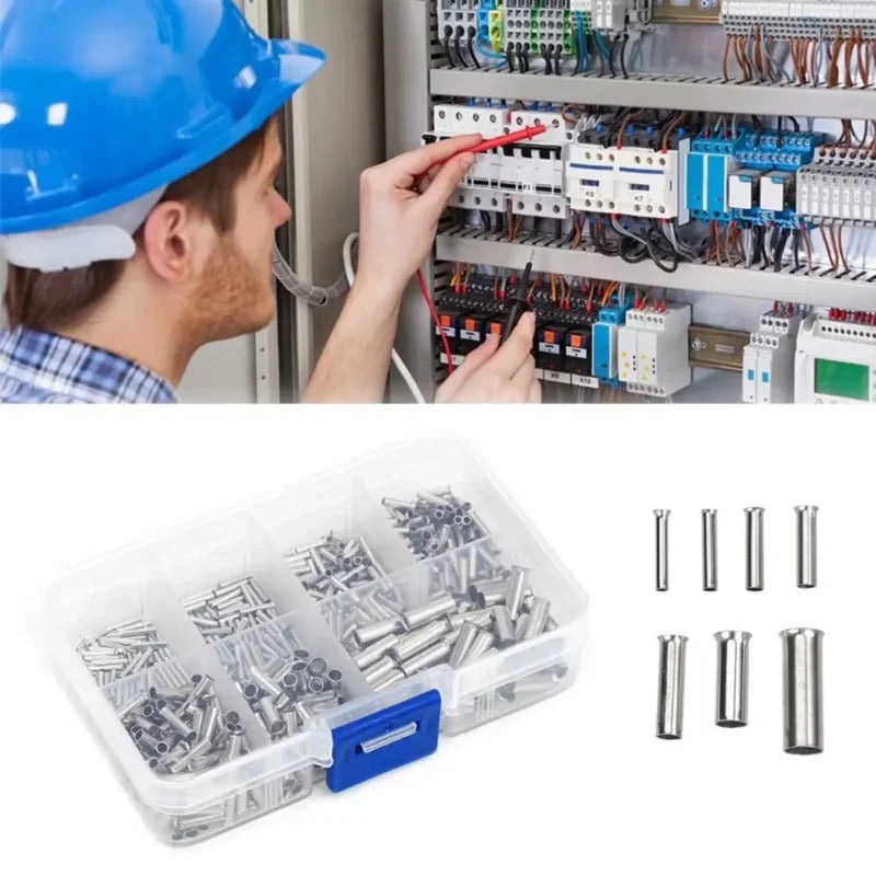 600/700pcs Bare Terminal Tubular Wire End Ferrules Mix Size Uninsulated Cable Sleeves Simple  for Wire Connection Pin Crimp
