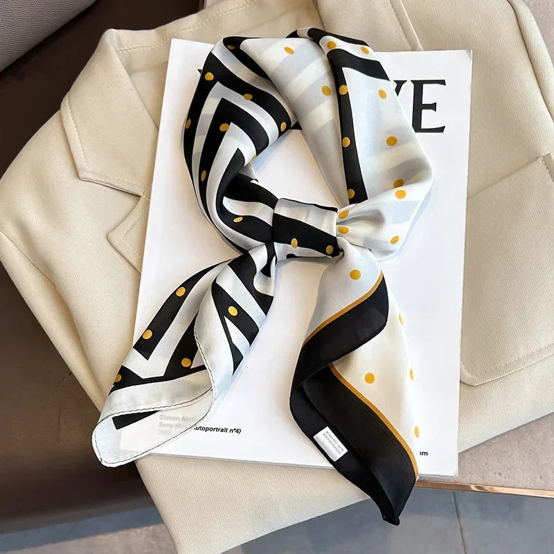 Luxury Design 70*70cm Horse Print Silk Square Scarf Women Soft Satin Hairband Neckerchief Office Hijab Headband Foulard Gift