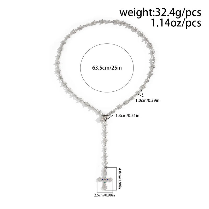 IngeSight.Z Vintage Luxury Jesus Cross Pendant Women Necklace 2024 Trend Design Adjustable Clavicle Chain Ladies Party Jewelry