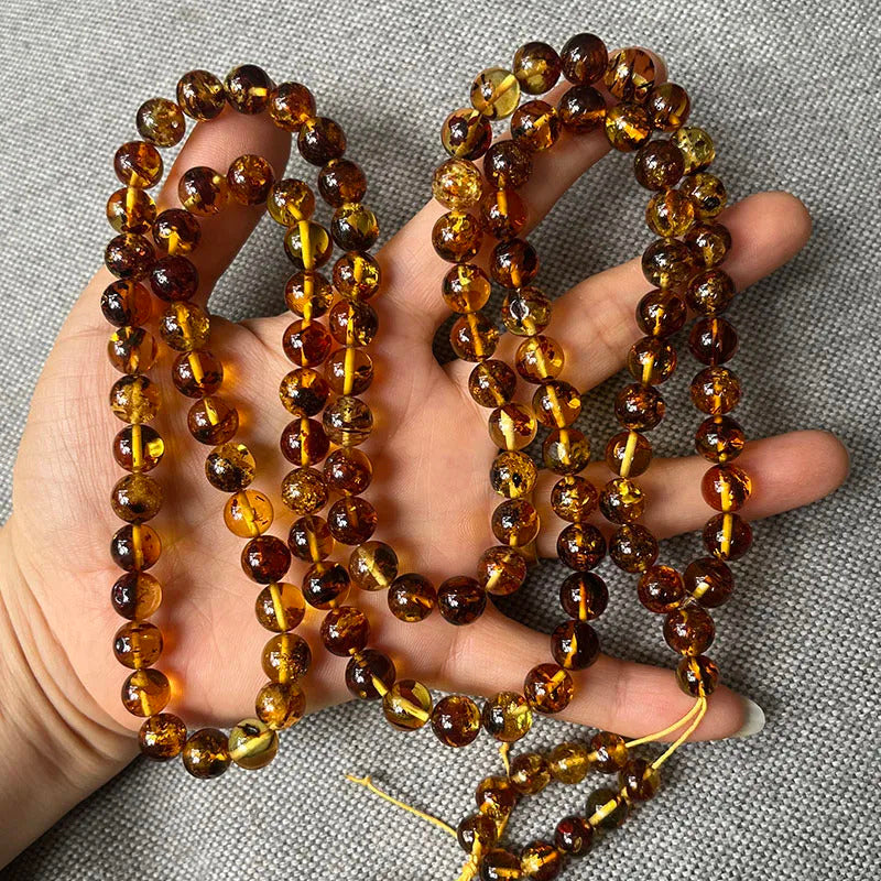 6mm-9mm Original Amber Bracelet for Men Women Unique Diy Flower Beads Rosary Long Necklace Baltic 2025 New Natural Stone Jewelry