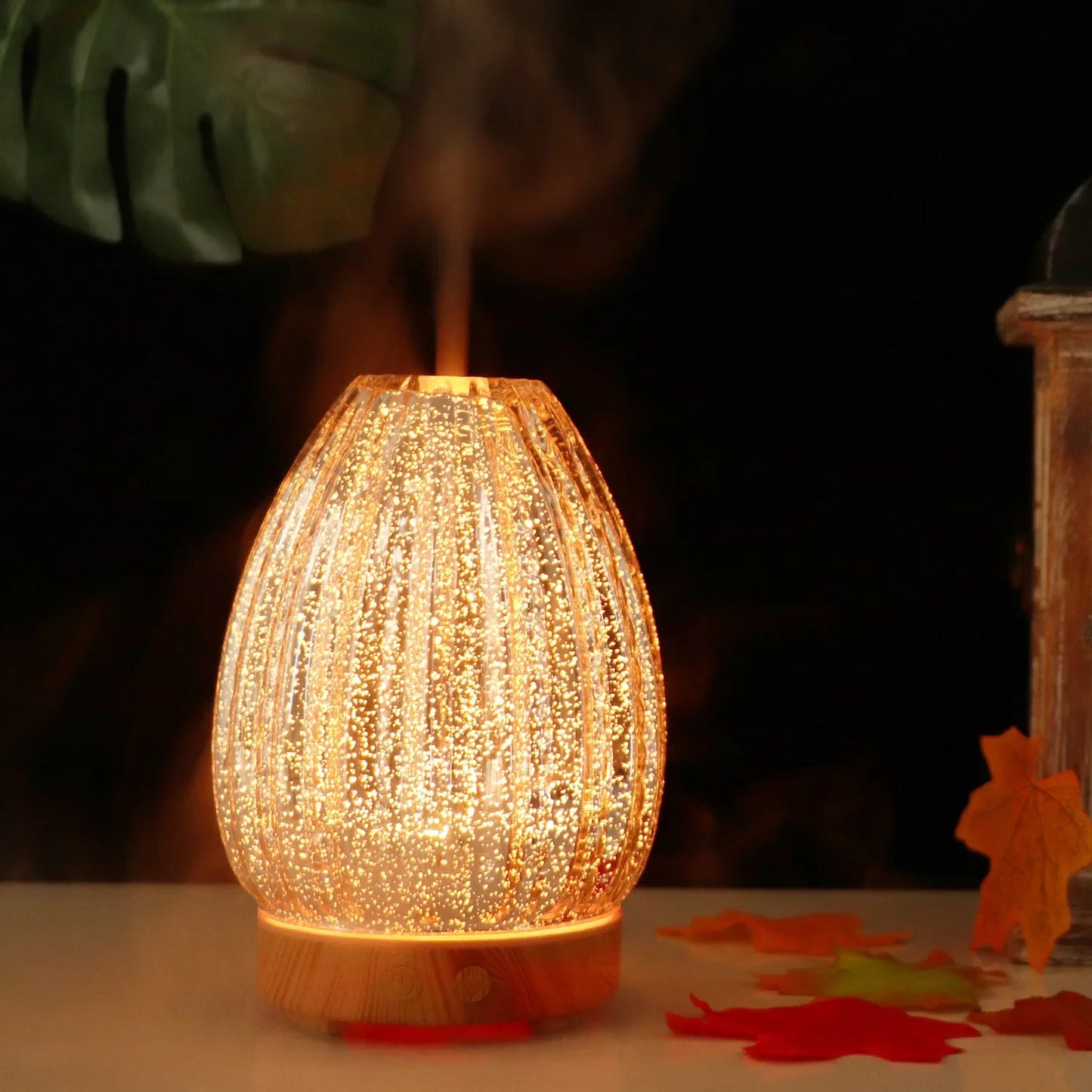 3D Air Humidifier Glass Aromatic Machines Ultrasonic Essential Oil Aroma Diffuser 4 Timing 7 LED Lights 100ml for Home