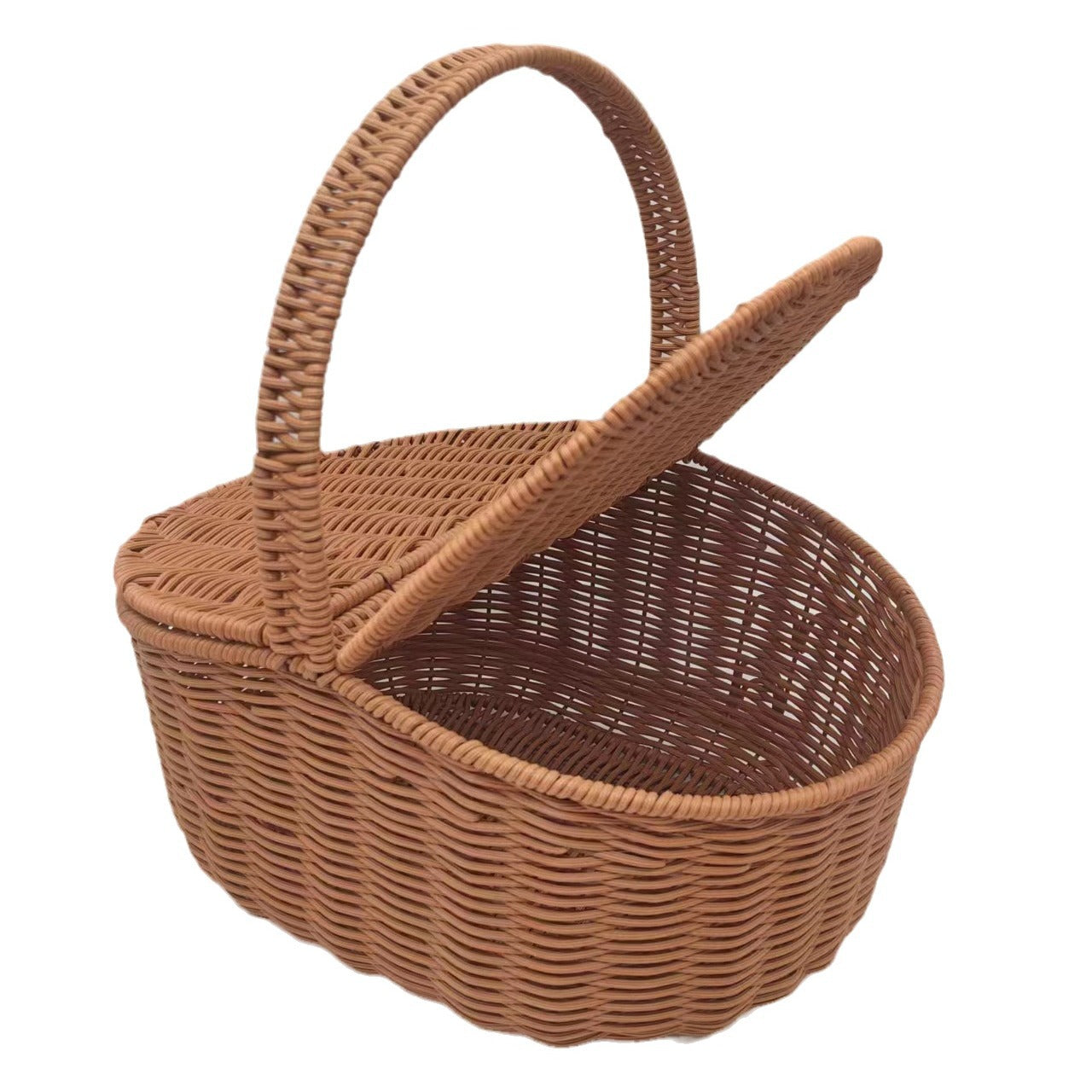 Imitation Rattan Fruit Basket Large Household Storage Basket Picnic Basket Handwoven Egg Basket Grocery Basket