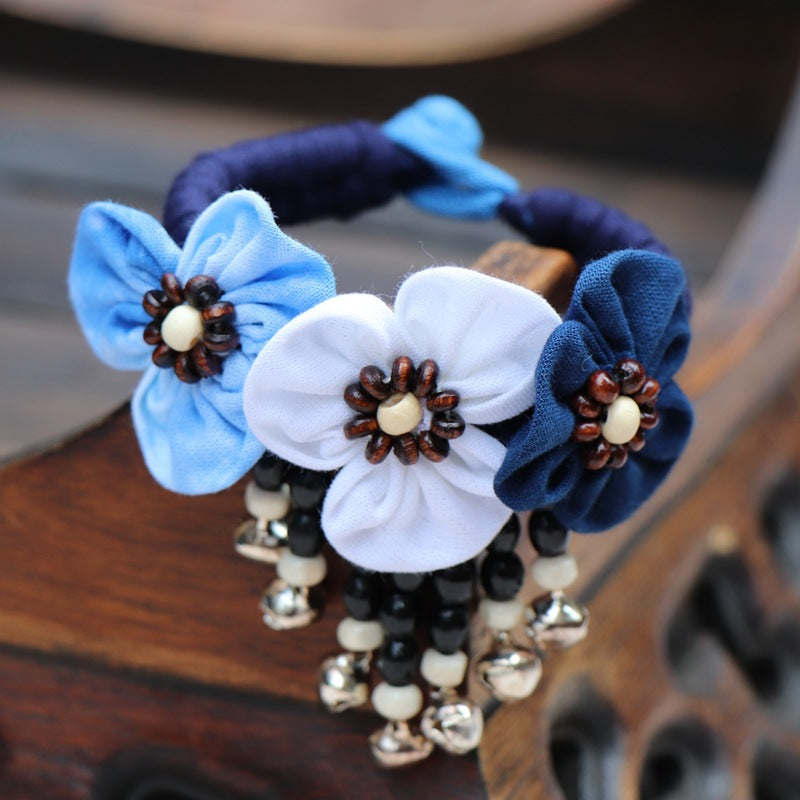 Blue Tie Dye Cloth Bracelet Dali Lijiang Hot Sale Hand-stitched Flower Fabric Bracelet Bracelet