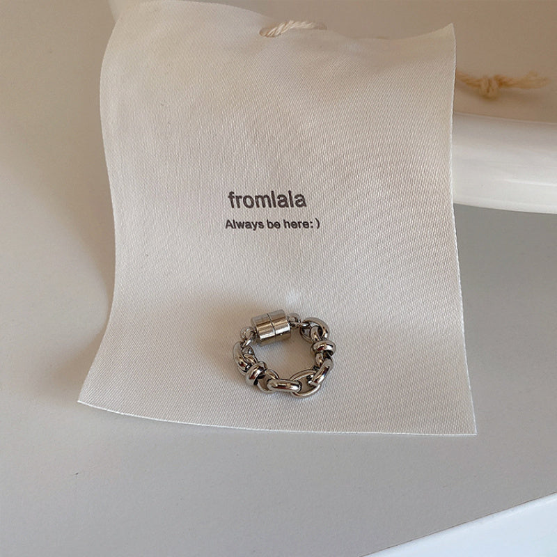 Metal Chain Magnetic Hoop Earrings for Women, Simple Versatile Elegant Non-Pierced Round Earrings, Minimalist Style Ear Jewelry