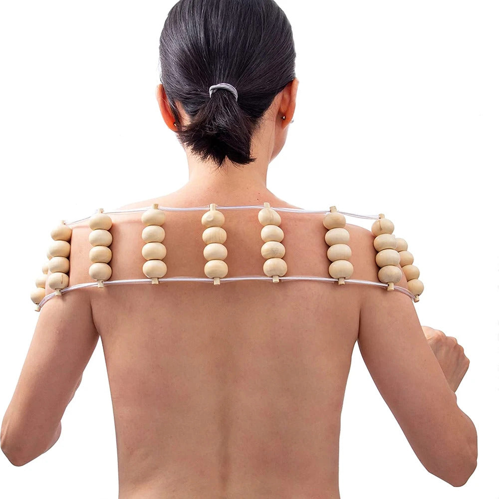 Wood Back Massage Roller Rope, Wood Therapy Cellulite Massage Tools, Self Massage Tools for Neck Leg Back Pain Relief Body Care