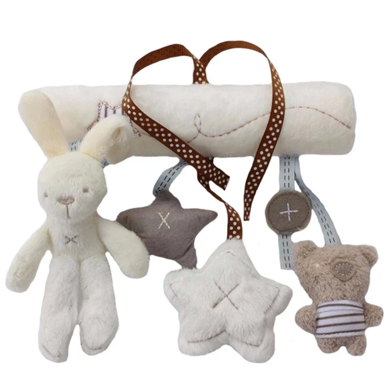 2024 New Hanging Bed Rabbit Baby Hand Bell Safety Seat Plush Toy Multifunctional Plush Toy Stroller Mobile Gifts