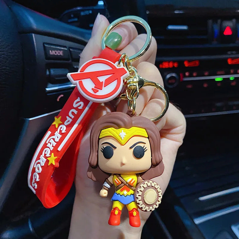 Disney Super Heroes Spider Man Captain America Black Panther Deadpool Car KeyChain Pendant PVC Model Kids Toys Children Gifts