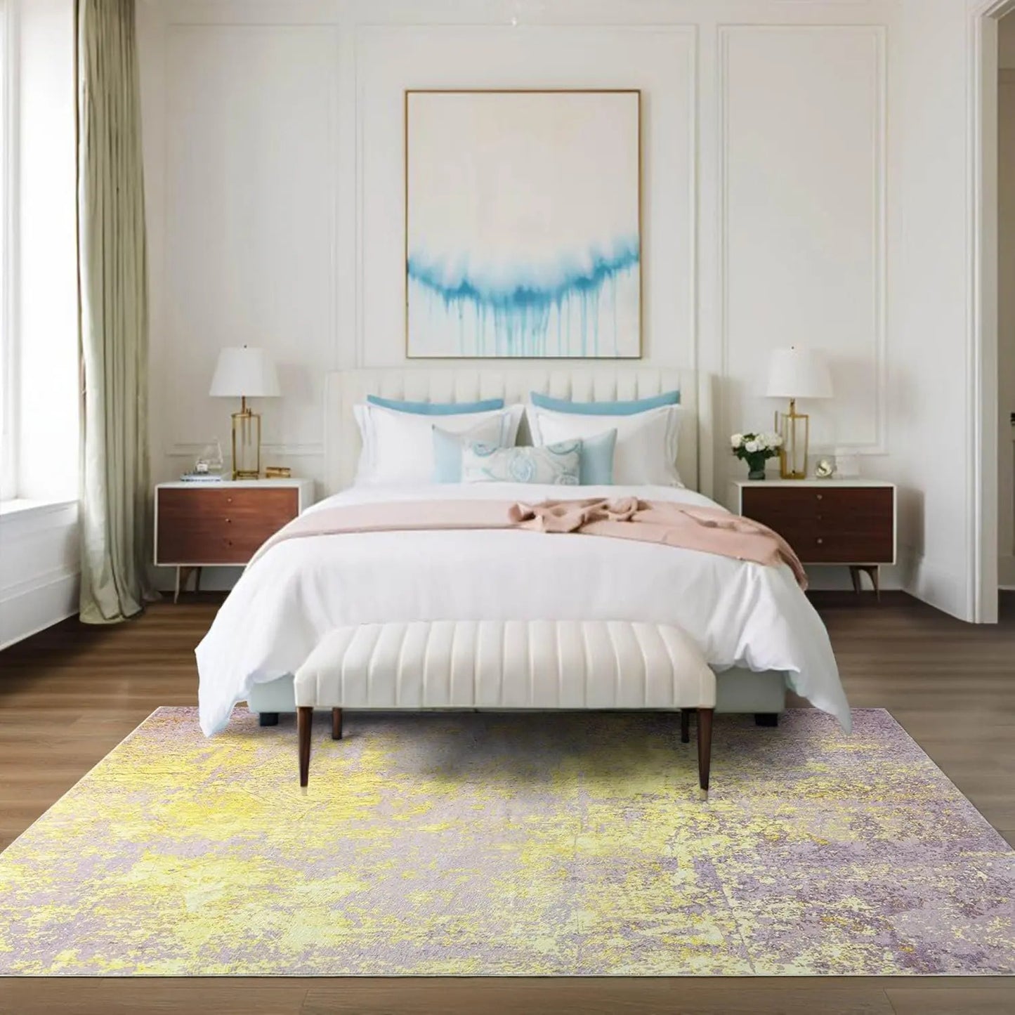 NOAHAS Faux Cashmere Printed Carpet Abstract Collection Rugs Soft Modern Rugs Living Room Bedroom Home Decor Indoor Rugs