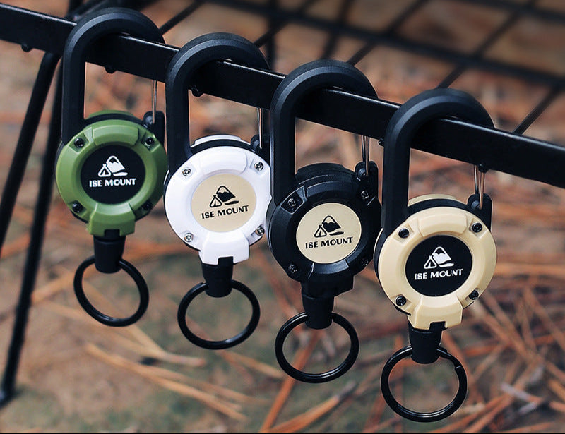 Outdoor Tactics Can Buckle Retractable Buckle Steel Wire Rope Multi-Functional Keychain Camping High Rebound Anti-Separation Rope Pull Peels