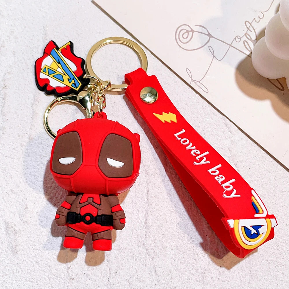 The Avengers Keychain Disney Anime Cute Iron Man Hulk Captain America Silicone Figure Keyring Schoolbag Pendent Toy Kid's Gifts